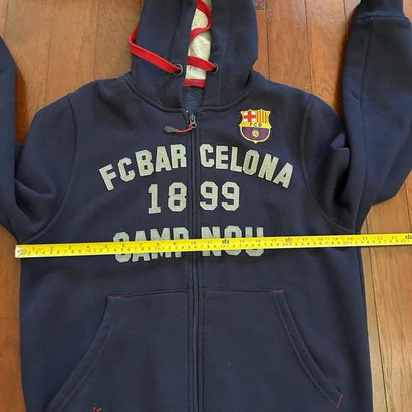 FC Barcelona Camp Nou Size Medium Blue Full Zip Hoodie Sweatshirt Embroidery - Picture 8 of 10